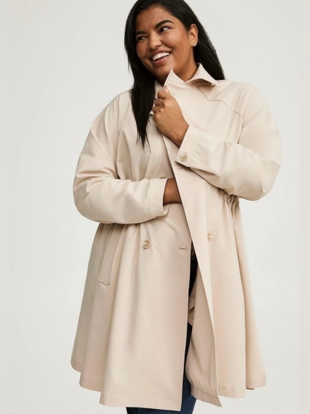 torrid Beige Double-Breasted Trench Coat